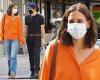 Katie Holmes embraces fall fashion wearing orange as she fetches lunch with Zac ...