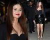 Selena Gomez showcases her cleavage in skintight top with leather mini skirt at ...
