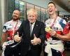 Boris gives his trademark thumbs-up and poses for selfies during Paralympics ...