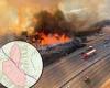 California highway is closed and two firefighters are injured in 450-acre ...