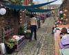 Neighbours unite to transform alleyway into garden with bunting, planters and a ...