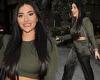 TOWIE's Chloe Brockett dons a khaki co-ord for an evening out in Manchester