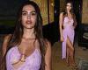 Amelia Hamlin showcases her sensational style in a slit lilac dress at London ...
