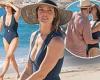 Ashley Greene is stunning in a plunging swimsuit as she kisses husband Paul ...