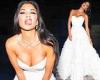 Nicole Scherzinger looks sensational in a busty white gown at the amFAR gala in ...