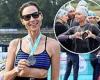 Minnie Driver dons a wetsuit, a swimming cap as she takes part in Children With ...