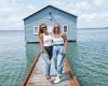 Sign telling tourist photos are banned at Blue Boat House in Perth appears as ...