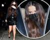 Selena Gomez slips into a high-waisted vinyl skirt and stiletto heels for night ...