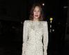 Alexa Chung leads the late night glamour in a thigh-skimming spotted minidress