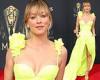 Kaley Cuoco brightens up the Emmy Awards red carpet in busty neon green gown ...