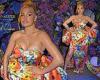 Mabel dons a garish floral gown with a HUGE bow for the Richard Quinn show at ...