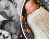 Victoria's Secret model Georgia Fowler kisses her newborn daughter