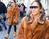 JLo dresses for fall in oversized plush coat as she steps out in NYC ahead of ...