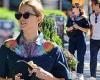 Jennifer Lawrence dresses up her bump in stylish navy jumper with tie-dye ...