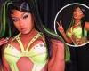 Megan Thee Stallion shares images in a harness bodysuit and pigtails following ...