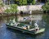 Anglers use punt boat to block paddle-boarders going under River Avon bridge as ...
