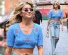 Ashley Roberts showcases her taut abs in a knitted crop top and distressed mom ...