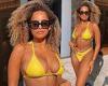 Love Island star Amber Gill displays her curves in a tiny a canary yellow bikini