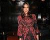 Lisa Snowdon is effortlessly chic in a red and black patterned dress as she ...