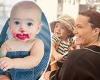 Mandy Moore lovingly cradles 'new makeup artist' baby Gus as she gets aged up ...