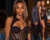 Ciara sports a partially see-through black dress while celebrating her ...