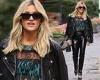 Ashley Roberts slips into skin-tight leather trousers and a leopard print top ...