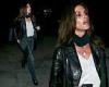 Cindy Crawford sports leather jacket and jeans to rock out at the Hollywood ...