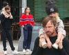 Aaron Paul and wife Lauren Parsekian don casual ensembles on walk with daughter ...
