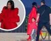 Pregnant Kylie Jenner holds daughter Stormi's hand as she exits Nobu in Malibu