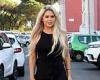 Bianca Gascoigne puts on a leggy display in a black playsuit and silver boots