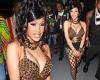 Cardi B puts on busty display in a gold chain and black leather bra at ...