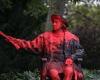 Christopher Columbus statue defaced with red paint in London's Belgrave Square