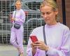 Diane Kruger looks ready for spring  in a lilac sweat outfit as she goes makeup ...