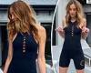 Rebecca Judd shows off her incredible figure in a $129 skintight sprint suit ...