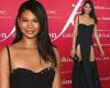 Chanel Iman shows off legs in double-split black gown at FGI Night Of Stars