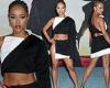 Karrueche Tran showcases abs and legs in two-piece mini dress at The Harder ...