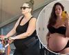Ashley Graham models a tank top and leggings as she pushes son Isaac in a ...