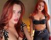 Bella Thorne sizzles in a black crystal-studded bra and bow tie cut-out pants ...