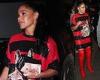 Alex Scott turns heads in a sequinned T-shirt dress and thigh high boots