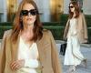 Julianne Moore, 60, looks much younger than her years in a chic cream dress