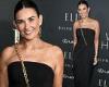 Demi Moore dazzles in black dress featuring gold chain accent for ELLE's 2021 ...