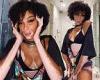Winnie Harlow displays her gorgeous natural curls as she poses in a bra in her ...