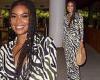 Gabrielle Union wows in plunging zebra printed dress for dinner in Beverly Hills