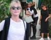 Melanie Griffith meets up with Eva Mendes for lunch at San Vicente Bungalows on ...