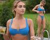 Georgia Harrison flashes her ample assets in a busty blue bikini during ...