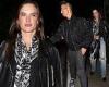 Alessandra Ambrosio rocks a leather jacket and ripped jeans as she dines out ...