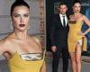 Adriana Lima shows model legs in mini dress with Andre Lemmers at Last Night In ...