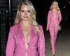 Lottie Moss, 23, dons a sparkling fuchsia suit as she arrives at a British ...