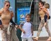 Elsa Pataky goes barefoot as she takes twin sons Tristan and Sasha shopping in ...