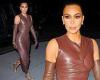 Kim Kardashian stuns in a Fendi x SKIMS leather dress in New York after ...